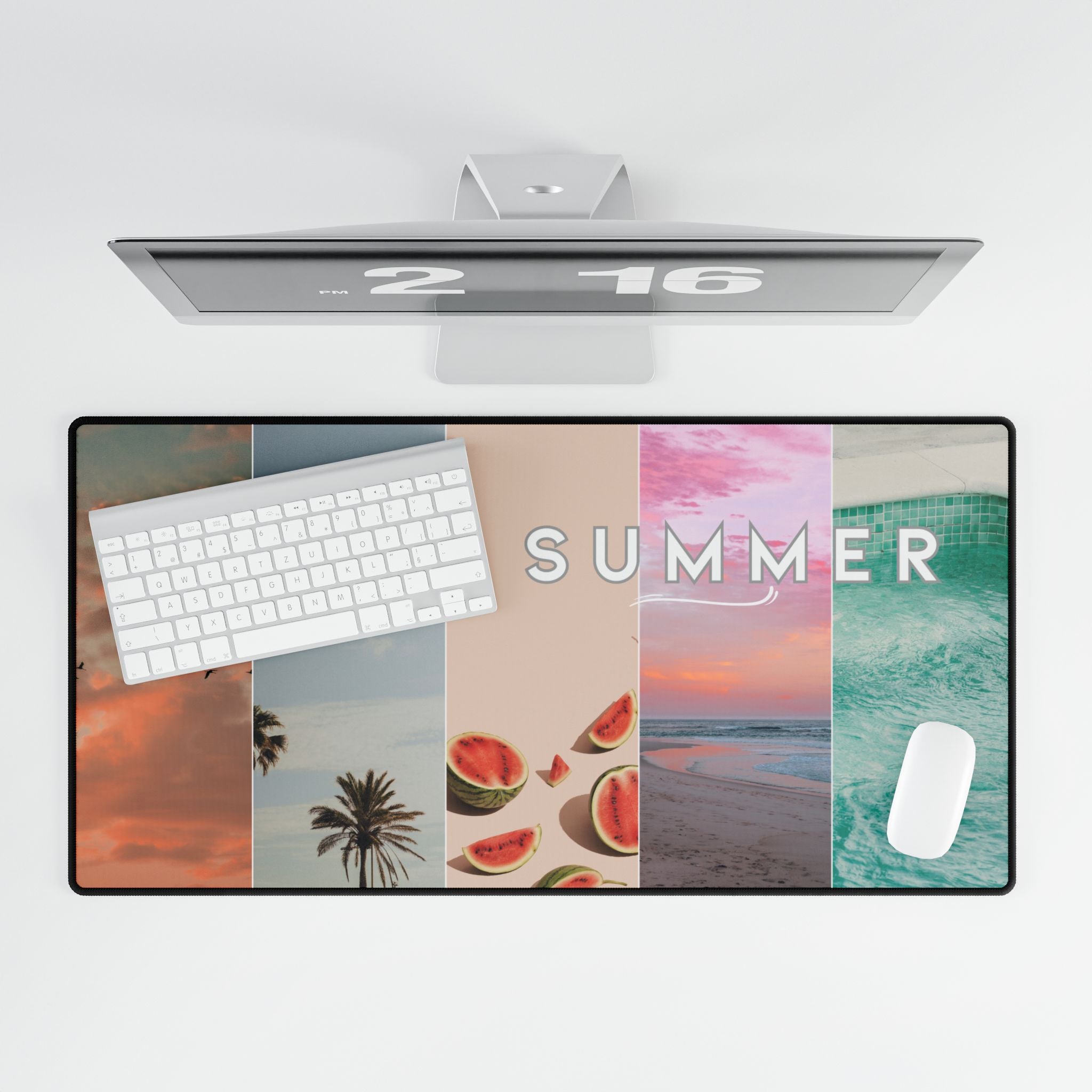 Desk Mat - Hello Summer, Bright & Cheerful Summer Design for Home Office and College Students