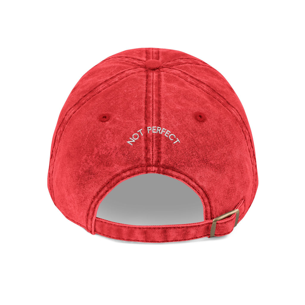 Vintage Embroidered Cap - 'Present' & 'Not Perfect'