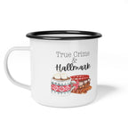 True Crime & Hallmark Enamel Camp Cup - Cozy Drinkware for Crafters & Fans, Perfect Gift for Holidays, Camping, Movie Nights