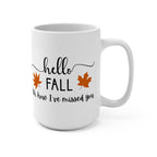 Hello Fall Mug - 15oz Seasonal Coffee Cup, Autumn Drinkware, Cozy Home Gift, Thanksgiving Decor, Fall Aesthetic
