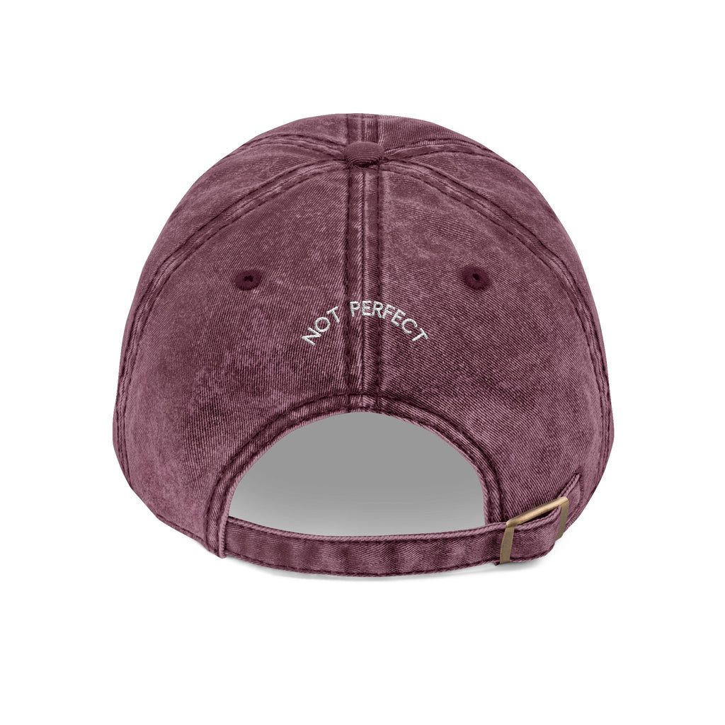 Vintage Embroidered Cap - 'Present' & 'Not Perfect'