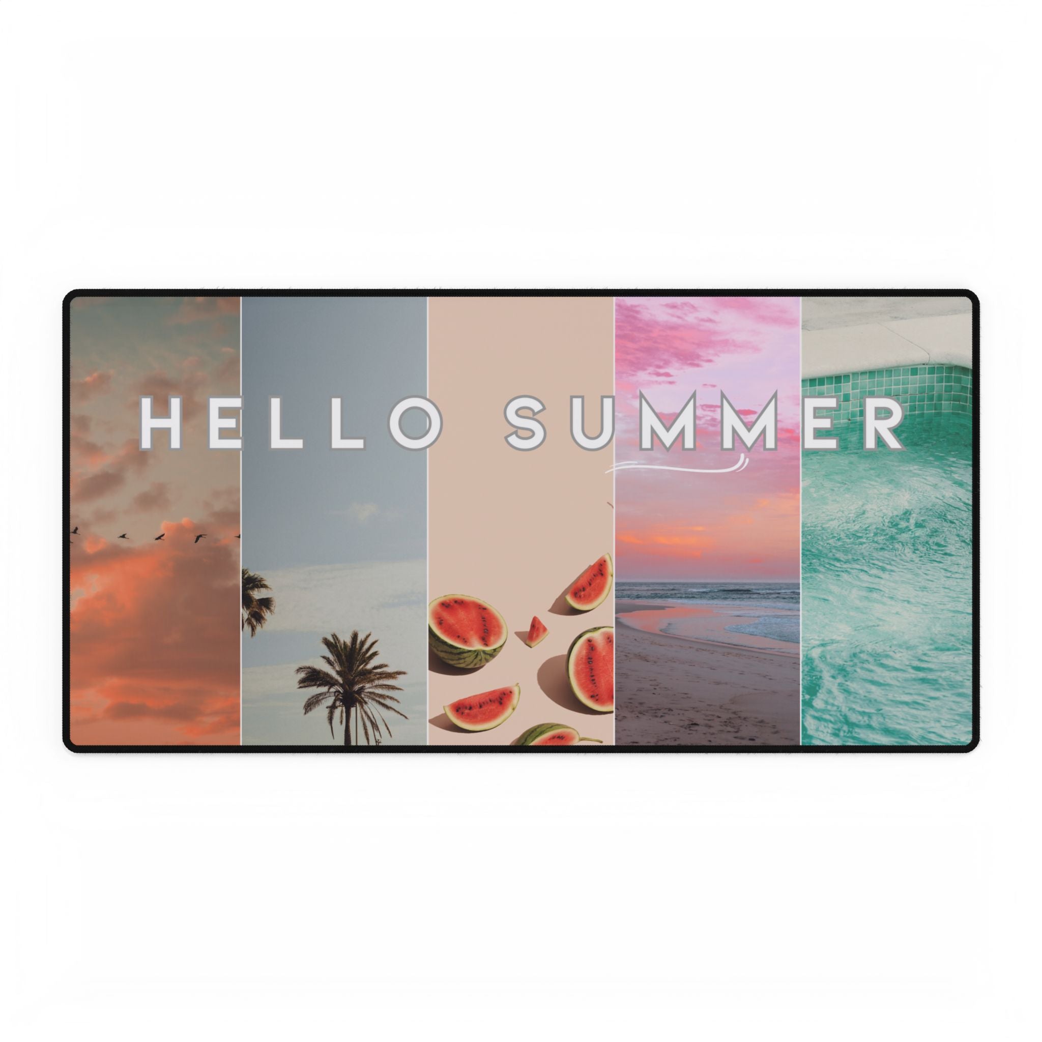 Desk Mat - Hello Summer, Bright & Cheerful Summer Design for Home Office and College Students