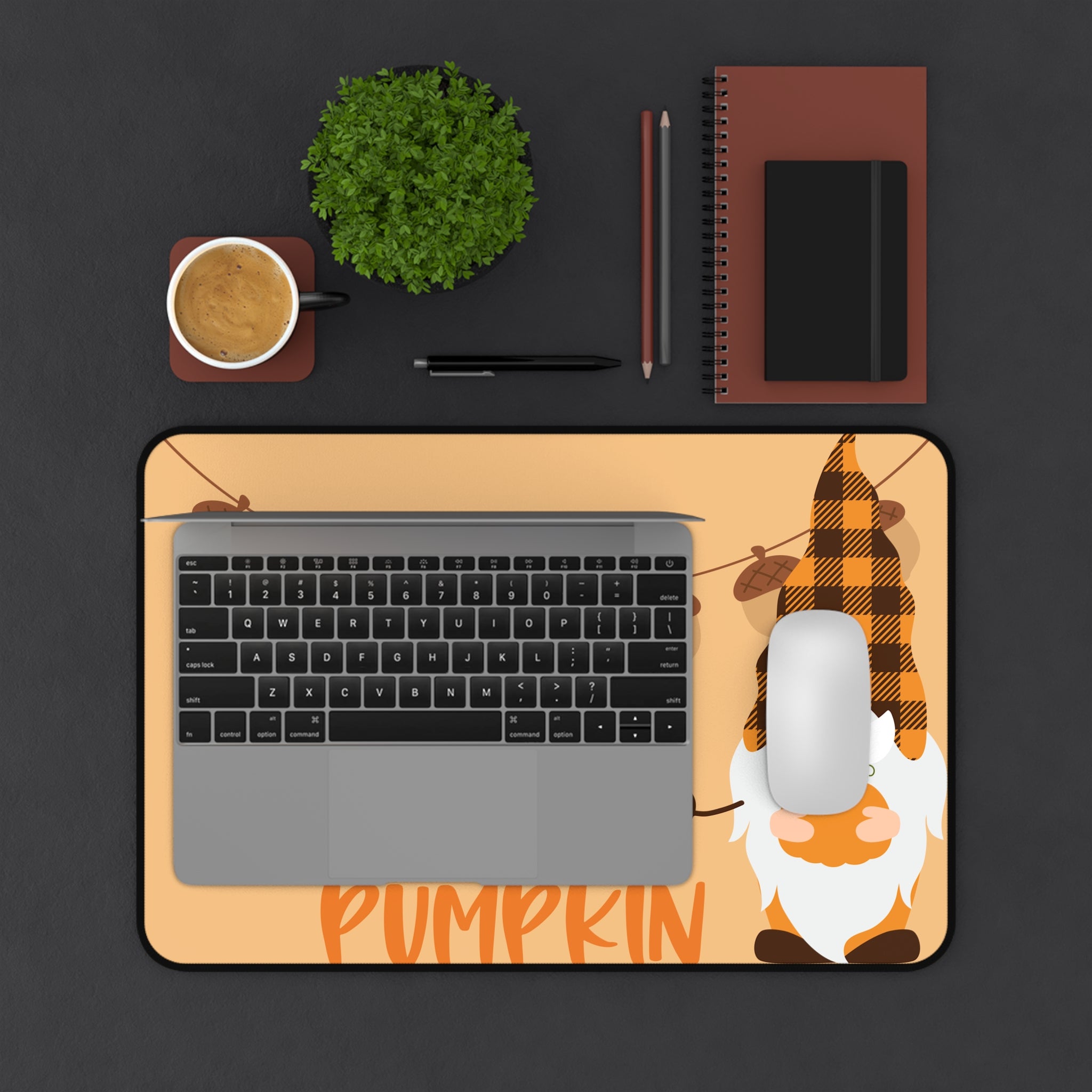 Autumn Gnome Desk Mat - Hello Pumpkin Design, Perfect for Home Office, Fall Decor, Workstation Upgrade, Seasonal Gift