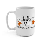 Hello Fall Mug - 15oz Seasonal Coffee Cup, Autumn Drinkware, Cozy Home Gift, Thanksgiving Decor, Fall Aesthetic