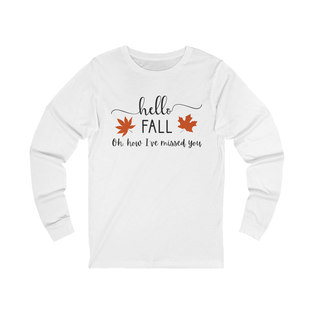 Fall Long Sleeve Tee, Cozy Autumn Shirt, Unisex Graphic Tee, Seasonal Apparel, Thanksgiving Gift, Hello Fall Shirt