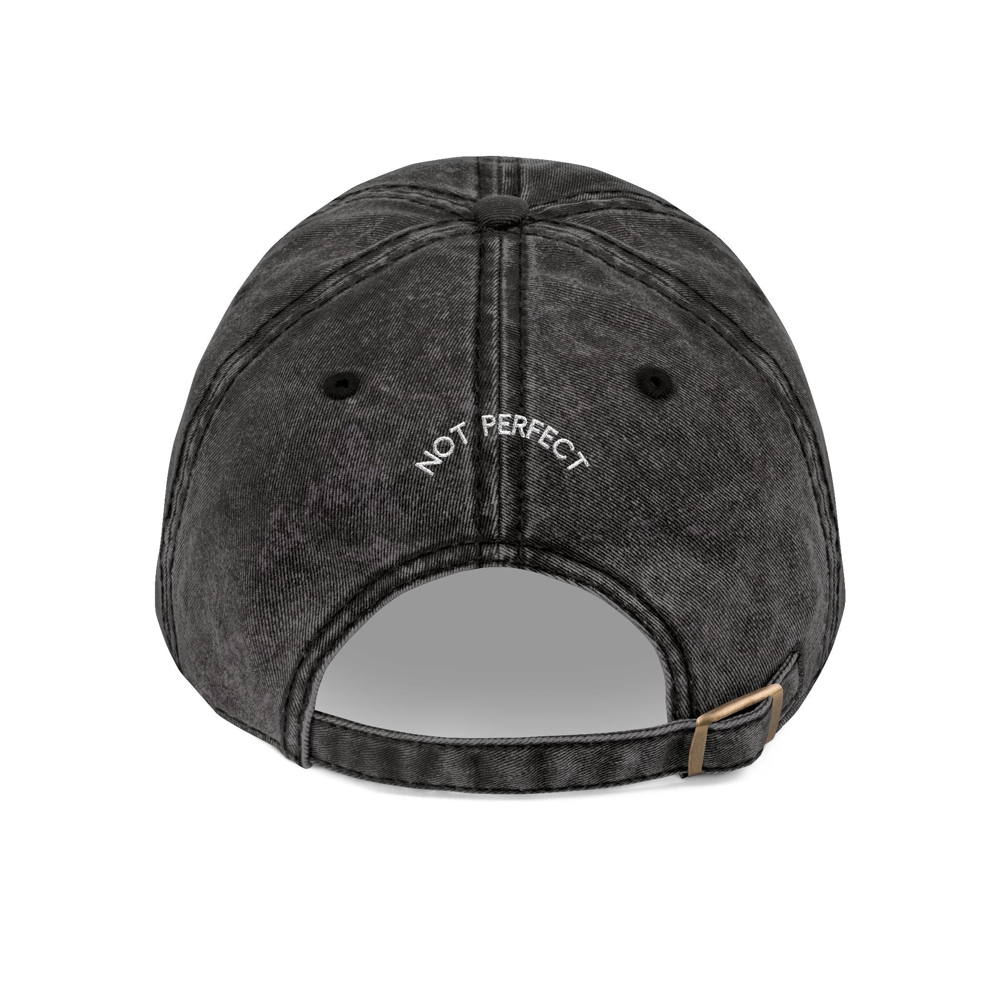Vintage Embroidered Cap - 'Present' & 'Not Perfect'