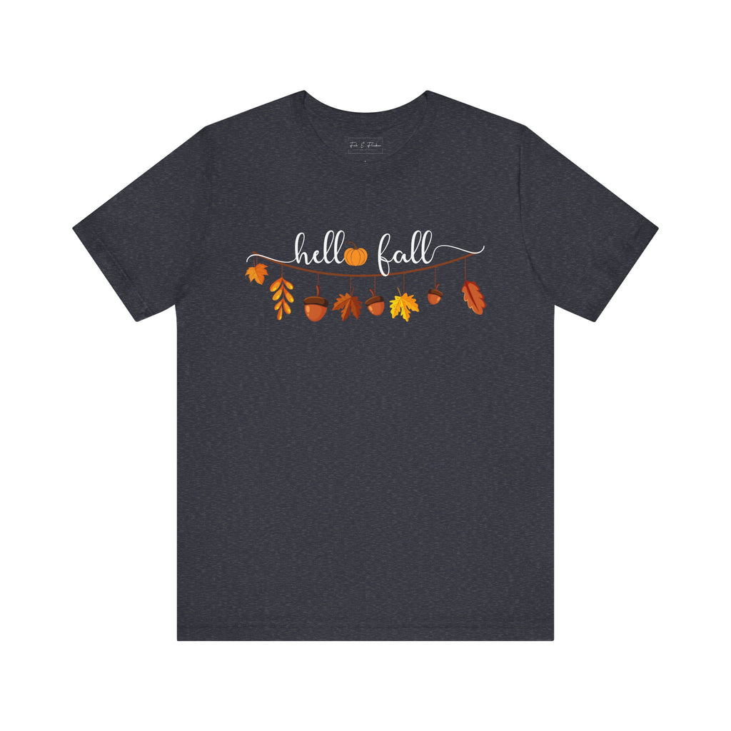 Fall-Themed Unisex T-Shirt - Hello Fall Graphic Tee, Autumn Apparel, Seasonal Gift, Cozy Casual Wear, Halloween Top