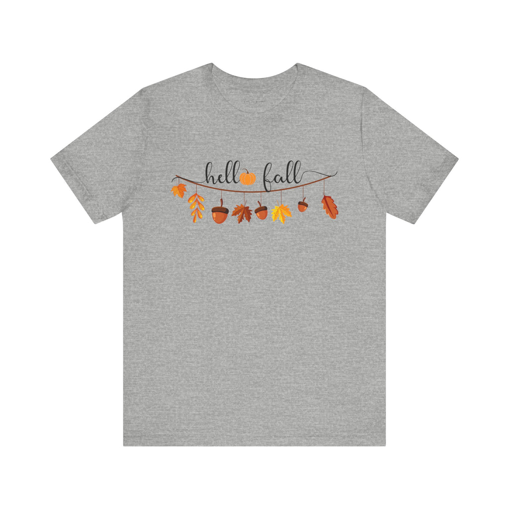 Fall-Themed Unisex T-Shirt - Hello Fall Graphic Tee, Autumn Apparel, Seasonal Gift, Cozy Casual Wear, Halloween Top