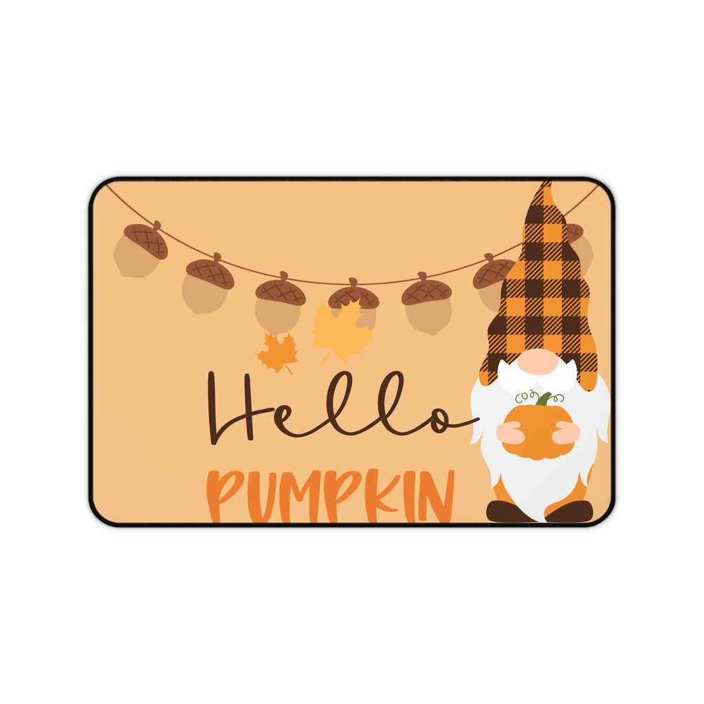 Autumn Gnome Desk Mat - Hello Pumpkin Design, Perfect for Home Office, Fall Decor, Workstation Upgrade, Seasonal Gift