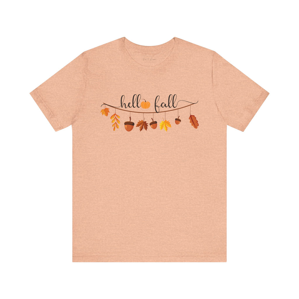 Fall-Themed Unisex T-Shirt - Hello Fall Graphic Tee, Autumn Apparel, Seasonal Gift, Cozy Casual Wear, Halloween Top