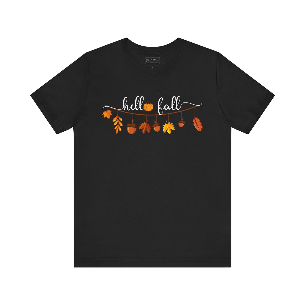 Fall-Themed Unisex T-Shirt - Hello Fall Graphic Tee, Autumn Apparel, Seasonal Gift, Cozy Casual Wear, Halloween Top